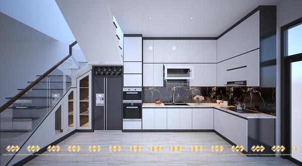 Tủ bếp kịch trần có thể tận dụng tối đa không gian bên trên, lại còn rất đẹp và thẩm mỹ. 