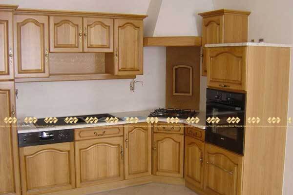 Mẫu tủ bếp gỗ đẹp 2023 thiết kế theo phong cách cổ điển vintage