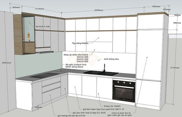 Khi có bản vẽ thiết kế tủ bếp chữ L chi tiết sẽ giúp tối ưu chi phí và hình dung mẫu tủ bếp tốt hơn